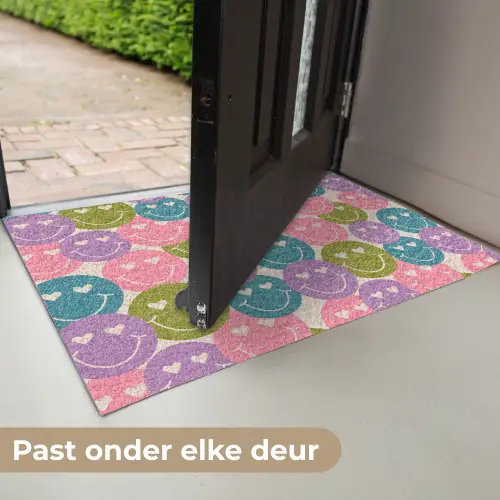 Patroon - Smiley - Kleurrijk - Hartjes Deurmat klein 898 -USP_NL