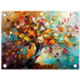 Boom - Abstract - Kleurrijk - Bloemen tuinposter los doek klein -3d