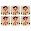 Vrouw - Bloemen - Pastel onderzetter kurk middel -3d