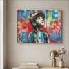 Graffiti - Jongen - Street art - Kleuren Textielframe zwart klein -sfeer2
