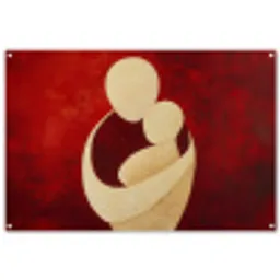 Abstract - Moeder - Kind - Rood tuinposter los doek groot -3d