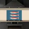 Vissen - Rood - Blauw keuken achterwand spatscherm klein -sfeer1