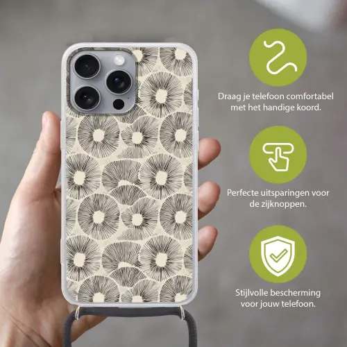 Cirkels - Patroon - Zwart Hoesje iPhone 16 Pro Max met koord klein 804 -sfeer2_NL