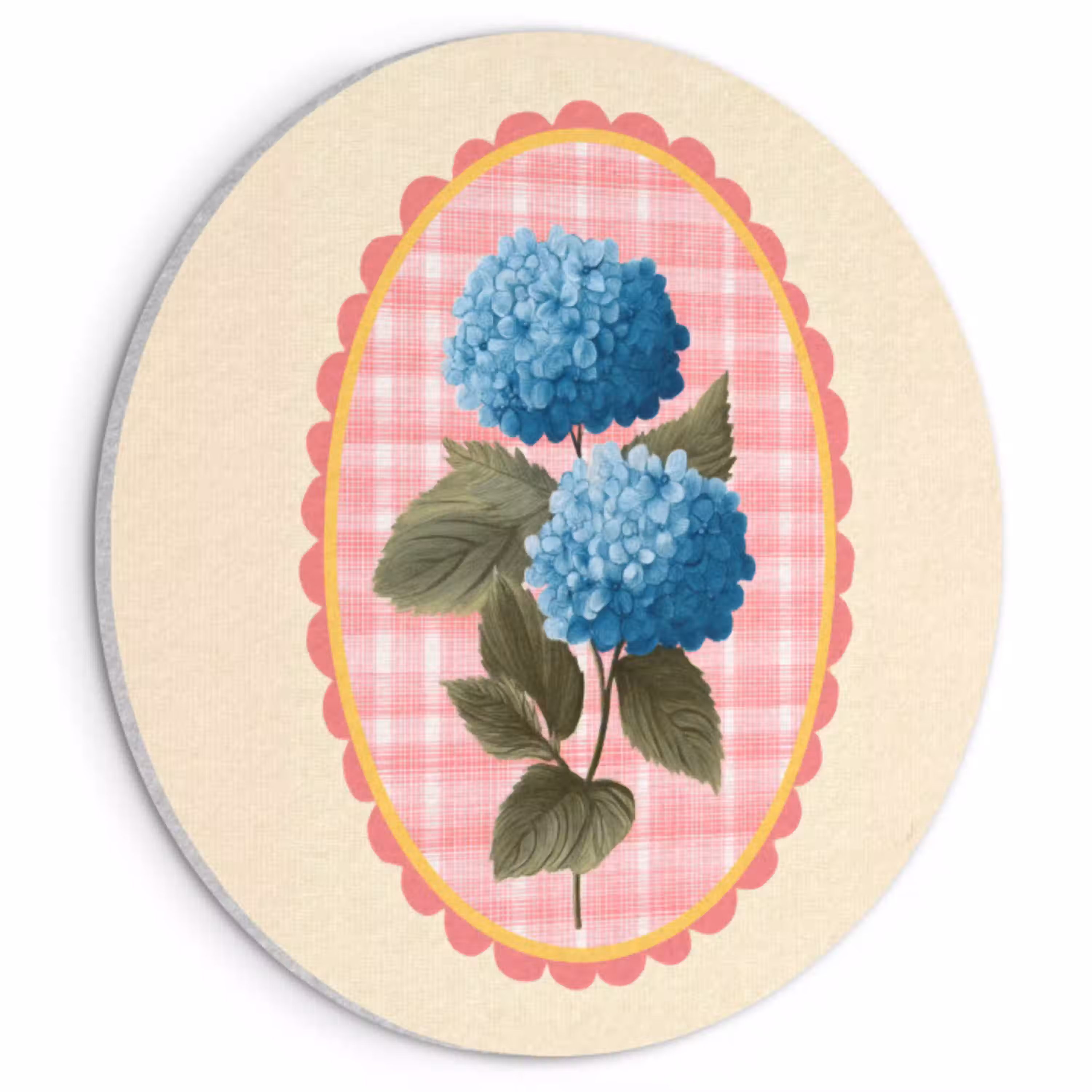 Bloemen - Blauw - Lijst - Bladeren Akoestische PET Vilt - Rond klein -3d