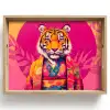 Tijger - Kimono - Planten - Roze Dienblad Rechthoek middel -z3d_shopping
