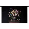 Bloemenvaas - Hout - Bloemen - Boeket Wandkleed katoen klein -zz3d