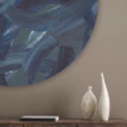 Abstract - Acryl - Blauw - Goud - Elegant Akoestische PET Vilt - Rond klein -sfeer5_closeup