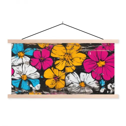 Street Art - Bloemen - Mix textielposter latten blank klein -3d
