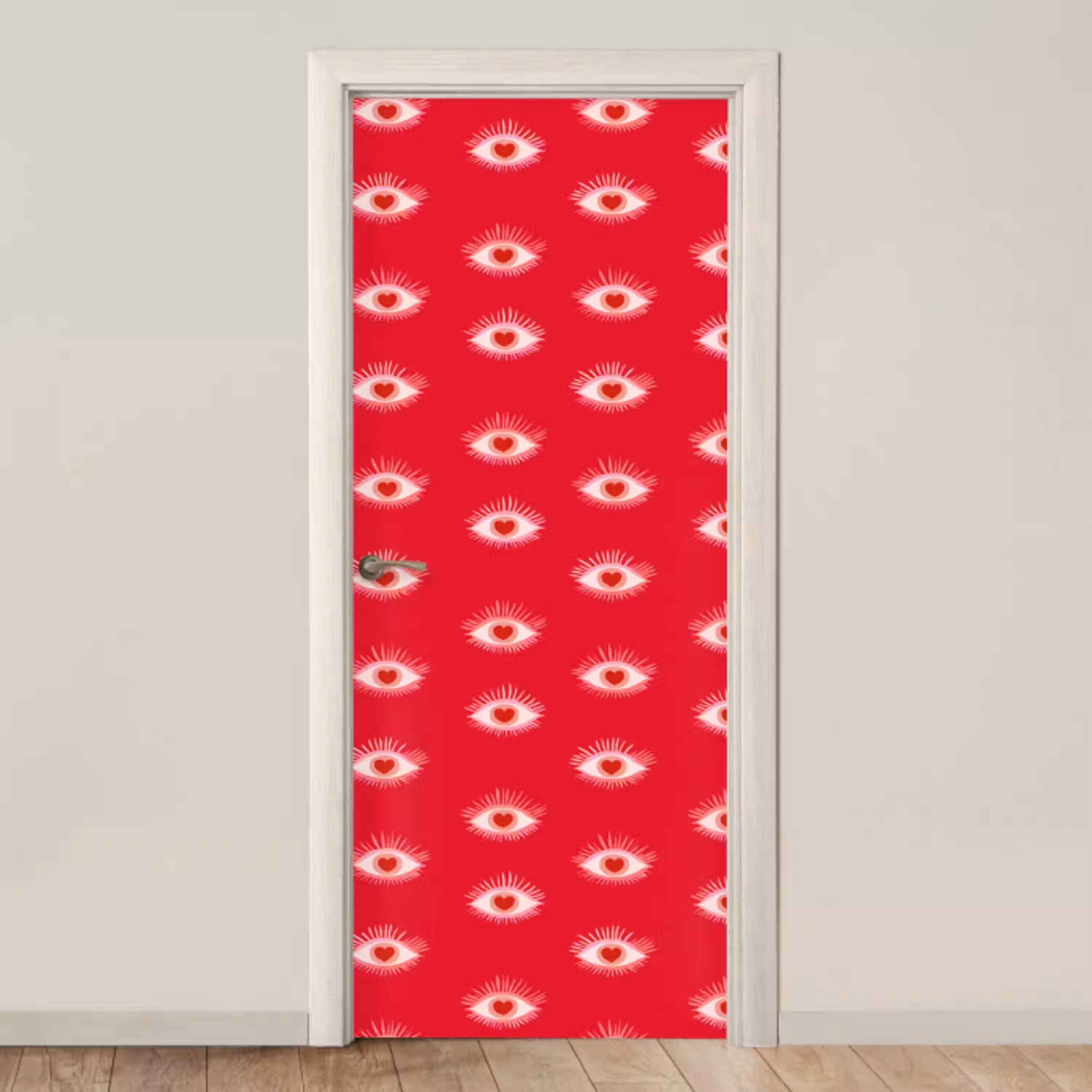 Ogen - Hart - Abstract - Rood - Roze deurposter klein 289 -3d_beige