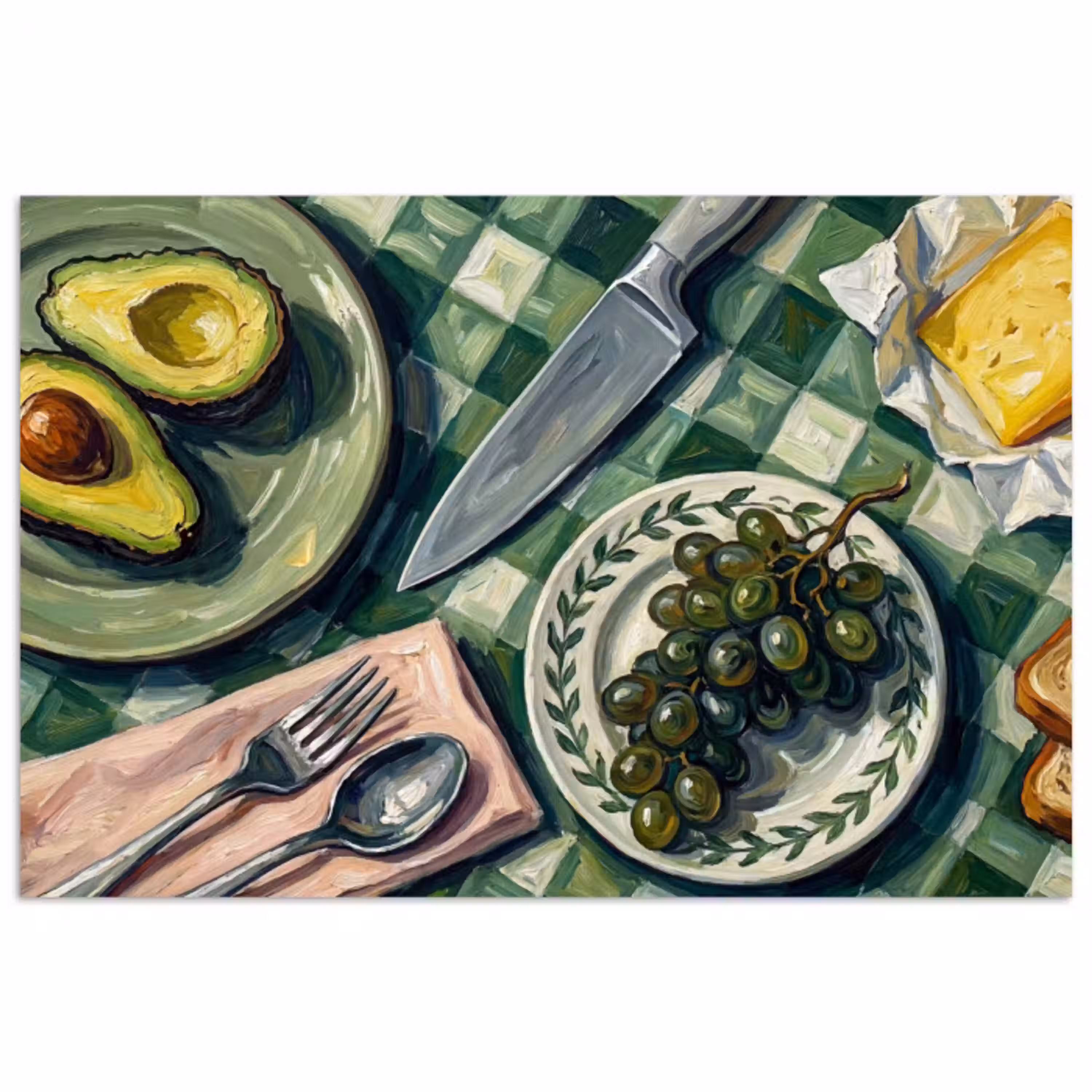 Eten - Ontbijt - Tafel - Modern - Groen poster papier klein -3d