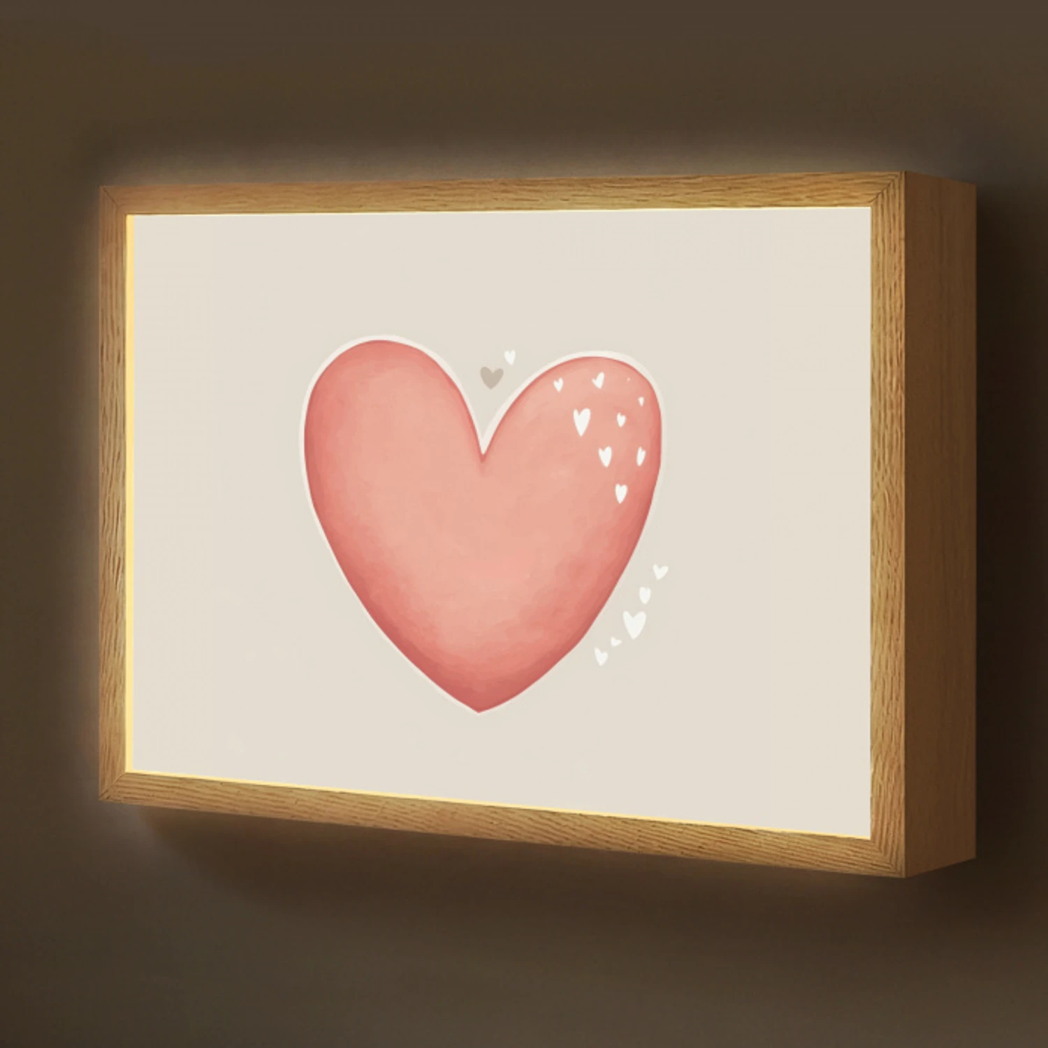 Rood - Hart - Beige Light Box met batterij (Wandlamp kind) middel -z3d_website