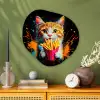 Kat - Eten - Patat - Graffiti - Abstract Wandcirkel Organisch Plexiglas middel -sfeer2