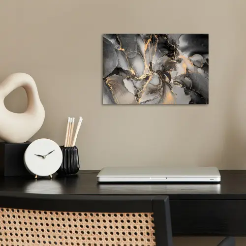 Grijs - Luxe  - Goud - Marmer poster papier klein -sfeer1