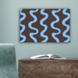 Kronkelende lijnen - Blauw - Bruin - Minimalistisch canvas 2cm klein 34 -sfeer4