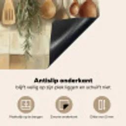 Hout - Keukengerei - Stilleven - Tegels Inductie beschermer vinyl 3mm middel -sfeer4