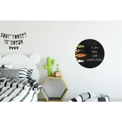 Quotes - Keuken - Spreuken - In deze keuken wordt gekookt met liefde - Liefde Wandcirkel aluminium klein -kinderkamer