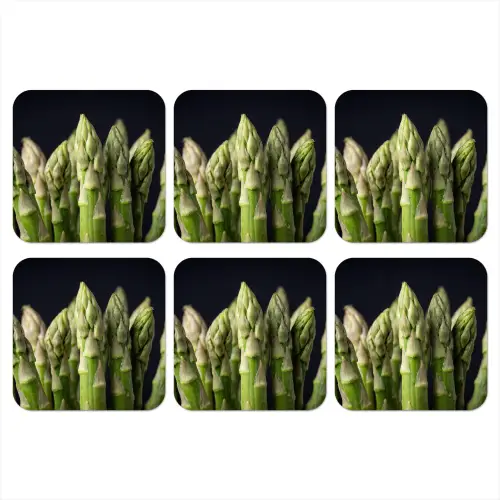 Asperges - Groen - Zwart onderzetter kurk middel -3d