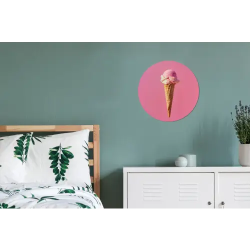 Hoorntje - Schepijs - Roze Wandcirkel aluminium klein -slaapkamer