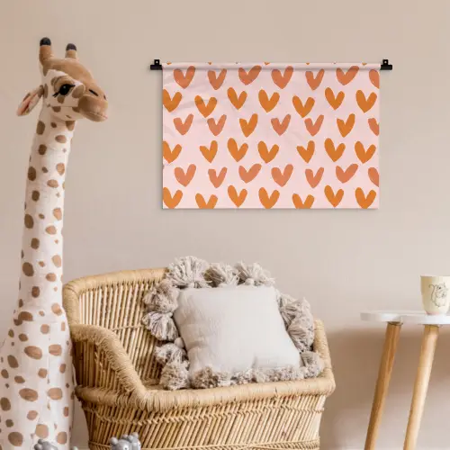 Hartjes - Getekend - Oranje Wandkleed katoen klein 269 -wsfeer5_kind