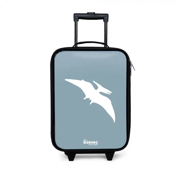 Blauw met Pteranodon dino Kinderkoffer - Zwart klein -3d