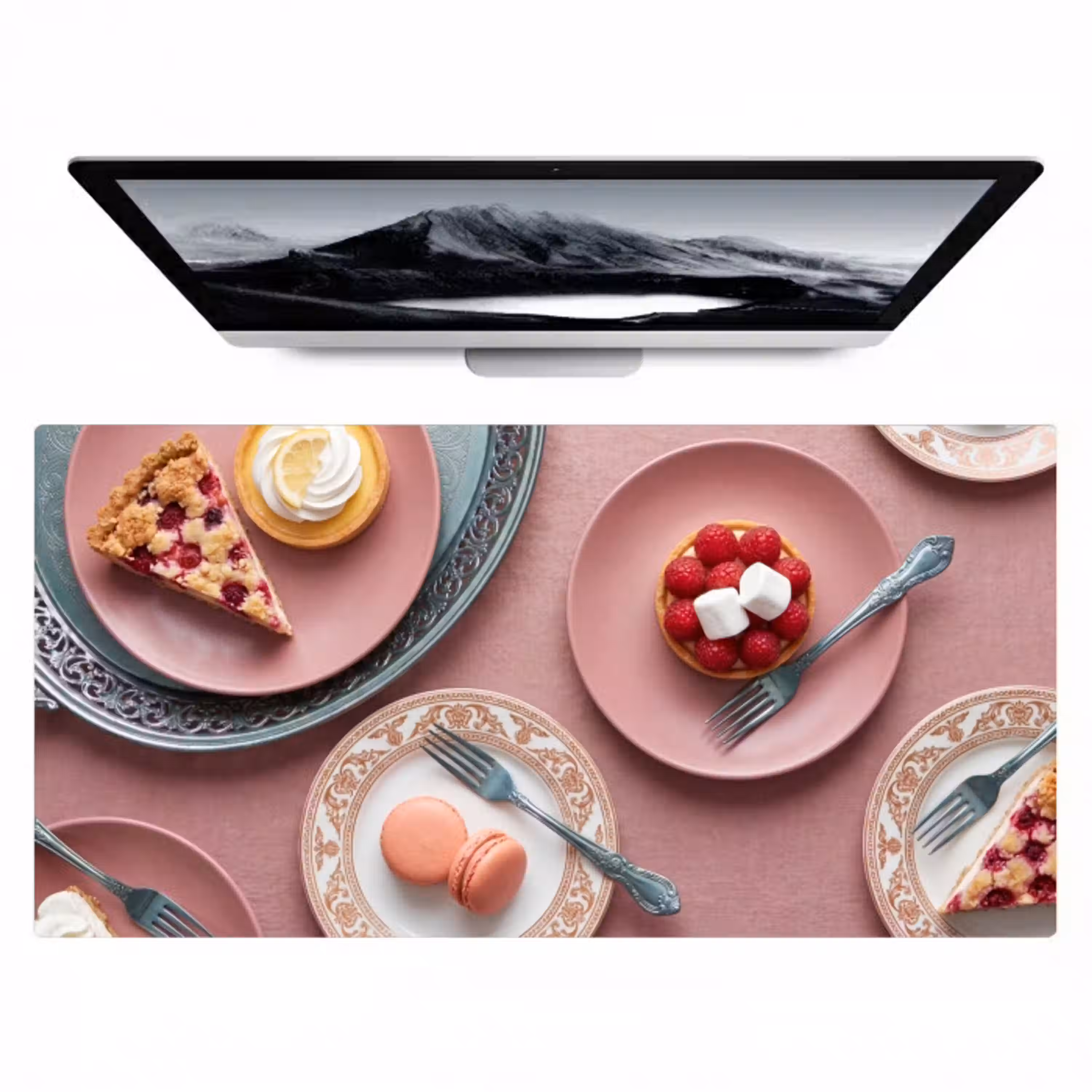 Dessert - Taart - Gebak - Zoet - Roze Muismat XXL klein -zzz3d