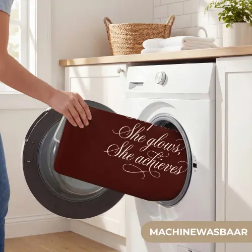 She plans she glows she achieves - Rood - Cursief Badmat klein -USP_WasbaarNL