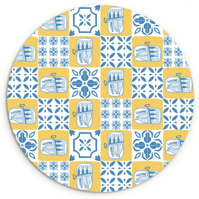Zee - Geel - Blauw - Wit Wandcirkel kunststof plaat 5mm dik klein 188 -3d