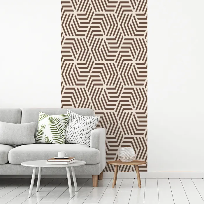 Beige - Bruin - Patroon - Strepen fotobehang vinyl groot 64 -woonkamer