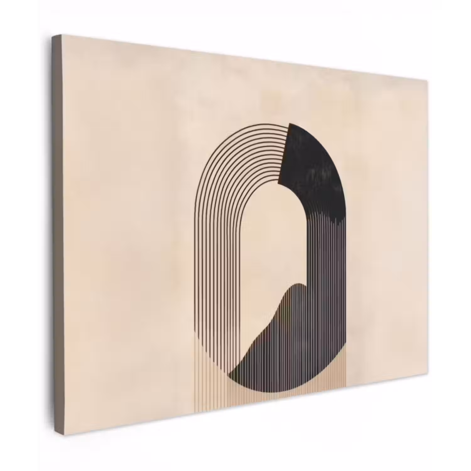 Canvas schilderij - Grafisch gebogen motief - Beige