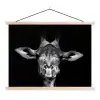 Giraffe - Portret - Dieren - Zwart - Wit textielposter latten blank klein -3d