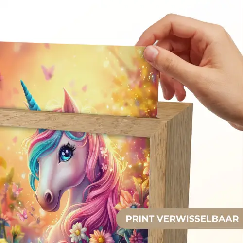 Eenhoorn - Roze - Kleurrijk - Sprookjesbos Light Box met kabel (Kinderlampje) klein -USP_websiteprintNL
