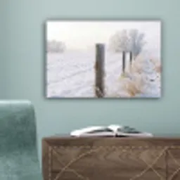 Hek - Sneeuw - Mist - Platteland - Nostalgisch canvas 2cm klein -sfeer4
