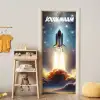 Raket die opstijgt in de ruimte met de tekst “Deze kamer is van: jouw naam”. deurposter klein -sfeer4