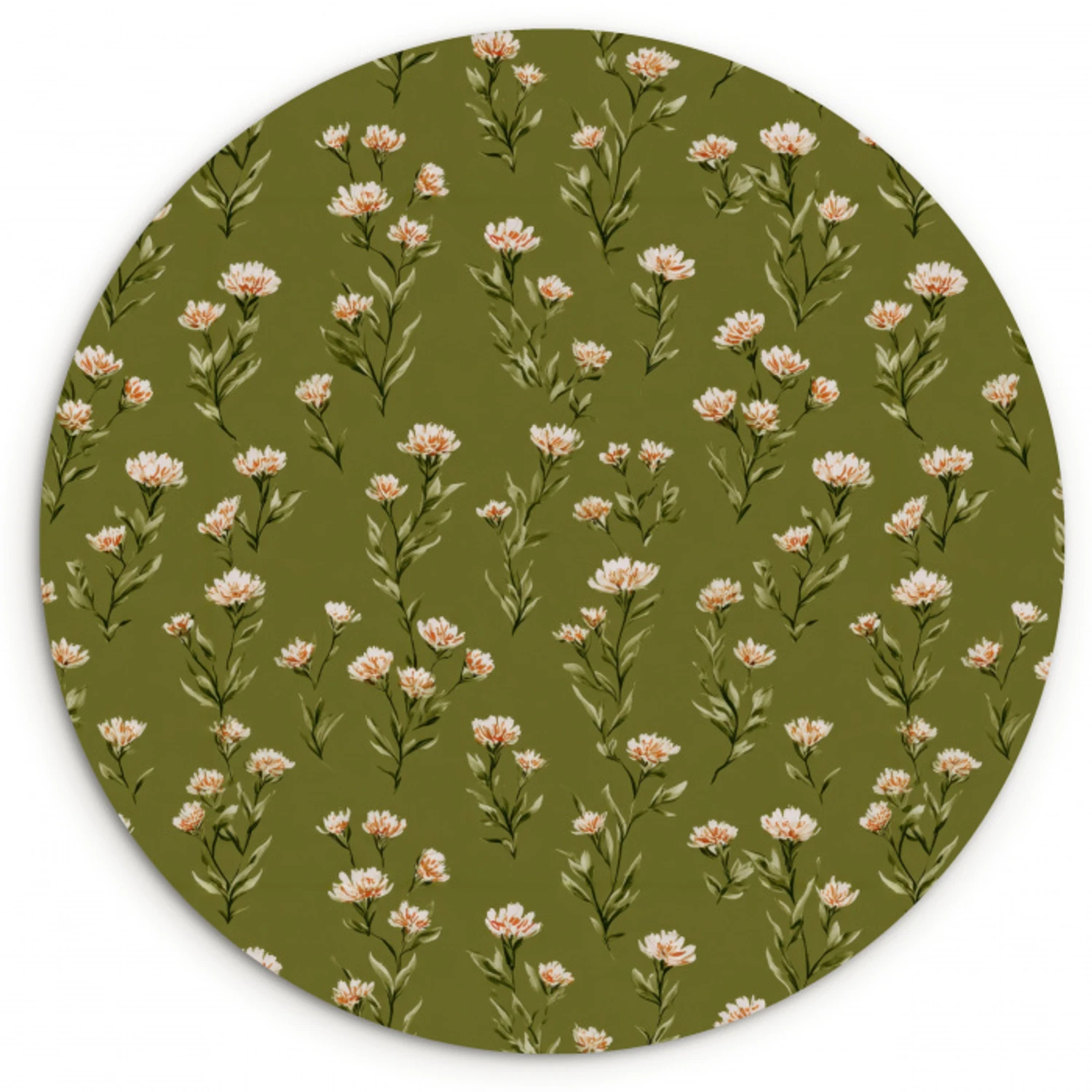 Landelijk - Bloemen -  Groen Wandcirkel kunststof plaat 5mm dik klein 188 -3d