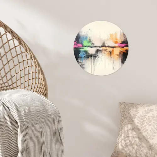 Abstract - Kleurexplosie - Landschap Wandcirkel behangsticker klein -sfeer4