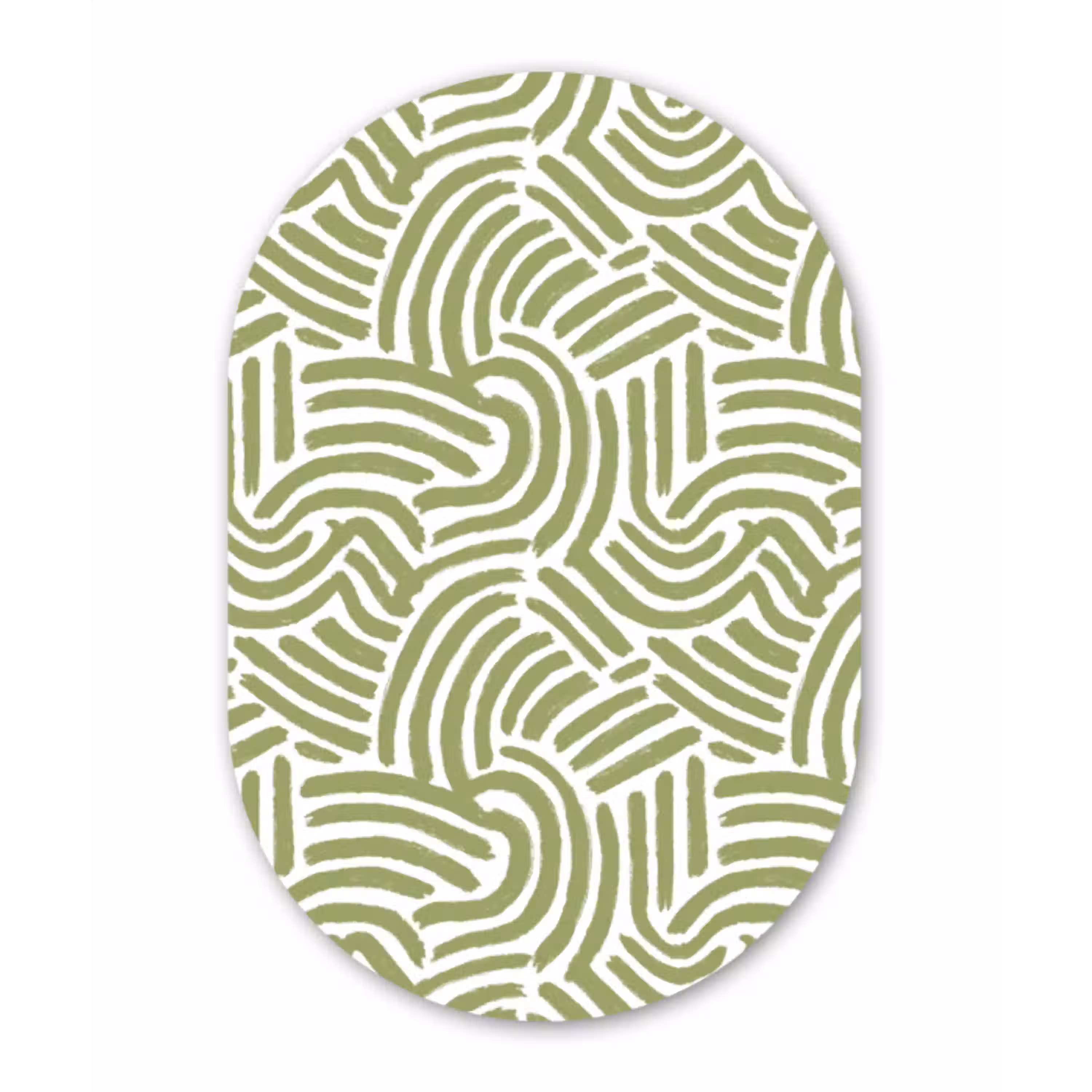 Saliegroen - Abstract - Bogen - Handgetekend - Patroon Wandcirkel Ovaal Glas middel 847 -3d