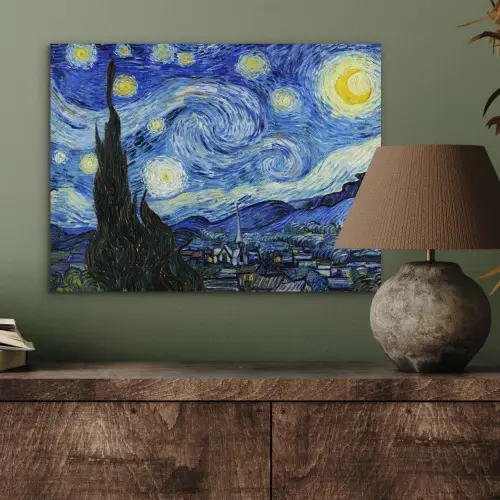 De sterrennacht - Vincent van Gogh aluminium wit klein -sfeer2