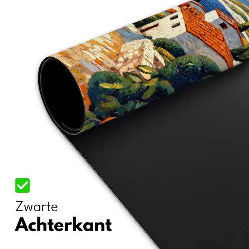 Huizen - Mozaïek - Sinaasappelbomen - Zee Muismat XXL klein -sfeer2