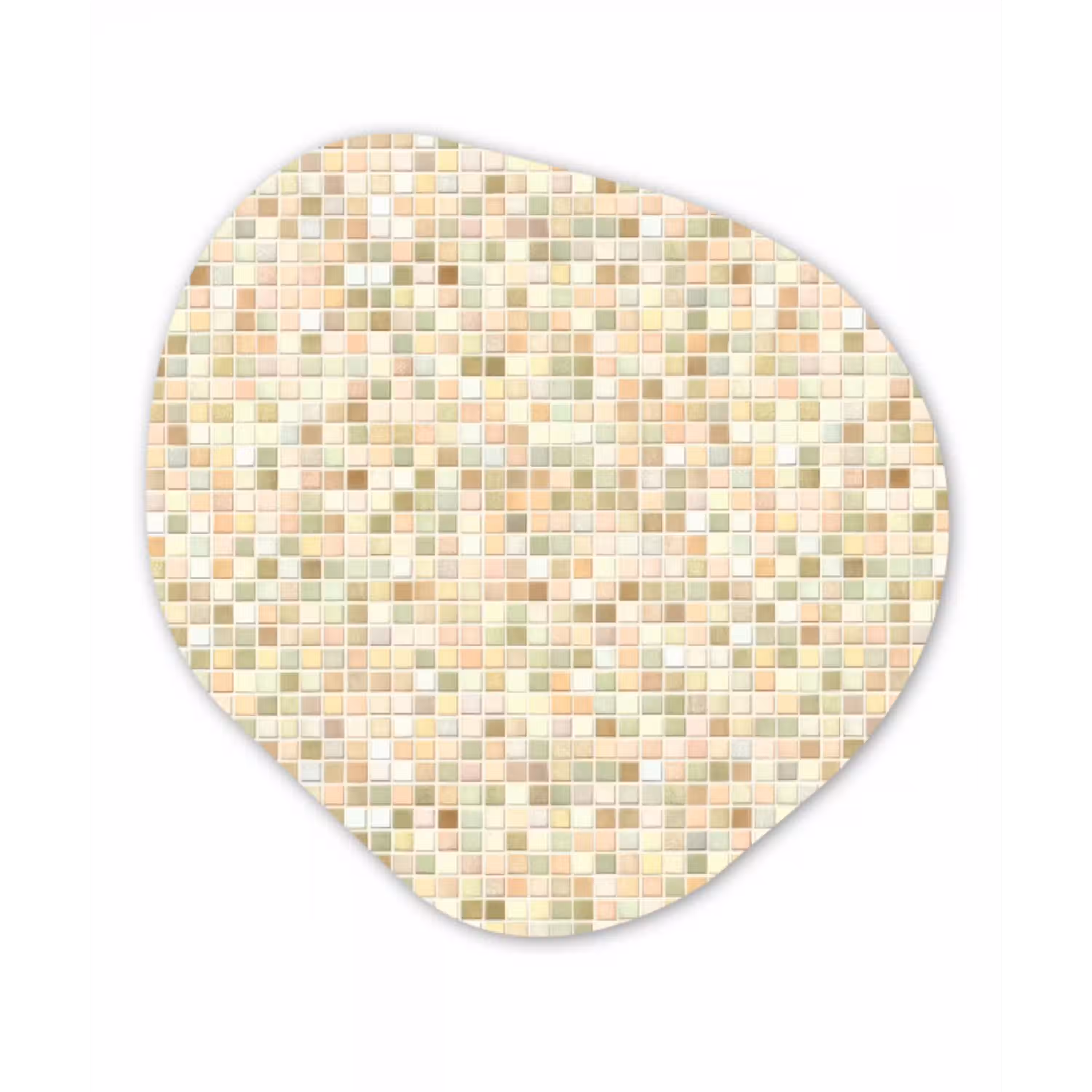Mozaïek - Patroon - Beige Wandcirkel Organisch Aluminium middel 851 -3d