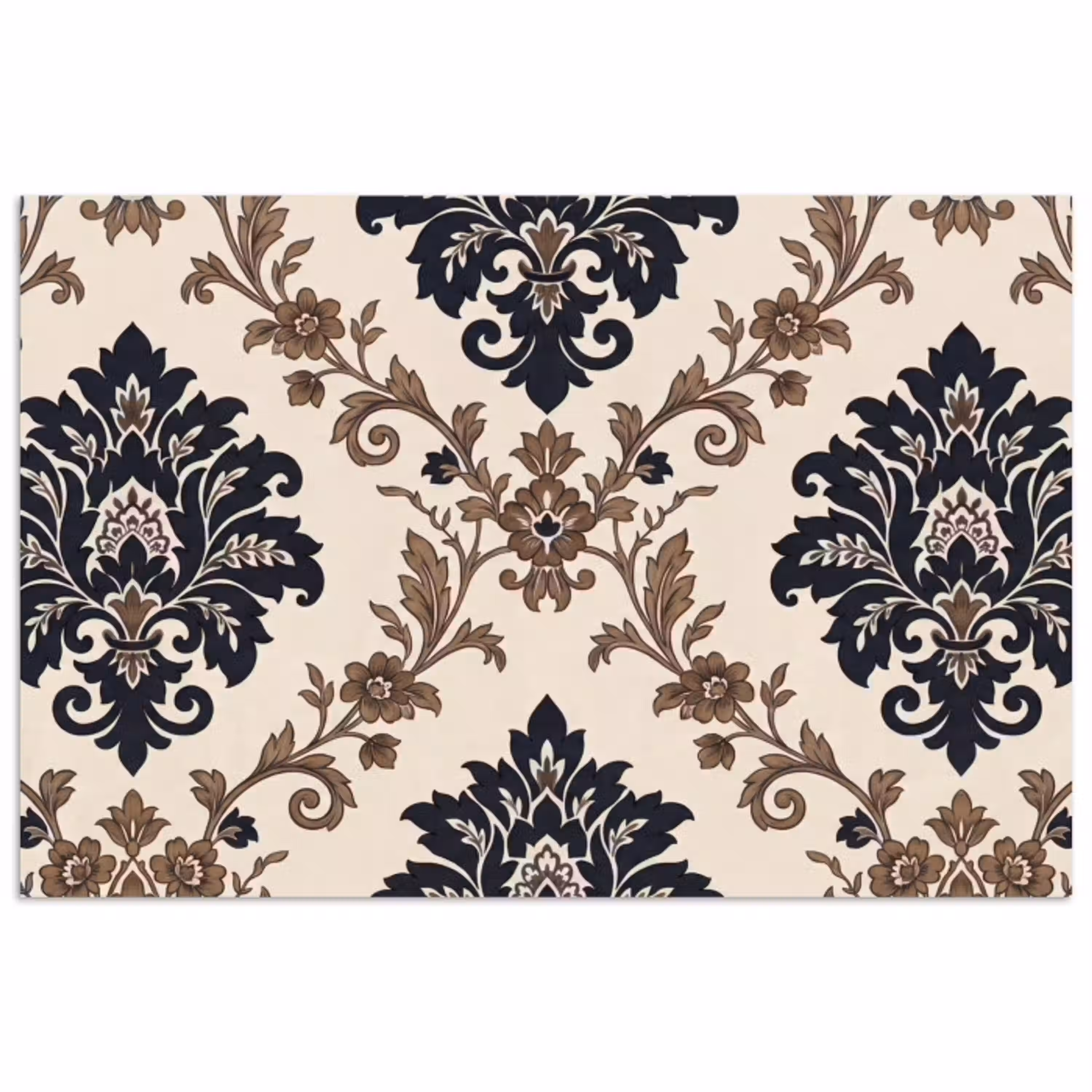 Patroon - Floraal - Klassiek - Beige-blauw poster papier klein -3d