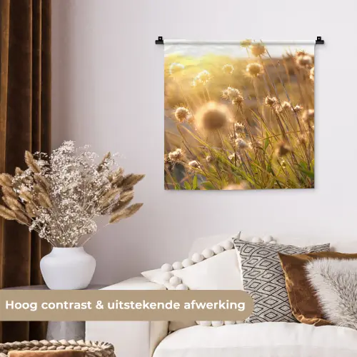 Planten - Natuur - Bloemen - Zon - Horizon Wandkleed katoen klein -sfeer1