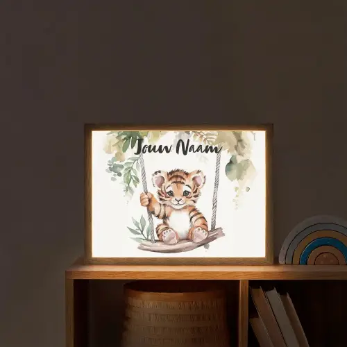 Tijger - Dier - Kinderen - Jungle Light Box met batterij (Wandlamp kind) middel -sfeer1_kind