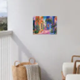 Geel - Blauw - Oranje - Huis tuinposter los doek klein -sfeer8