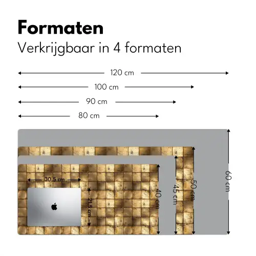 Geometrisch - Tegels - Goud Muismat XXL klein 681 -sfeer5