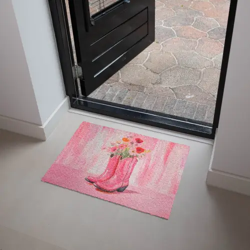 Roze - Bloemen - Cowboy Deurmat klein -sfeer5