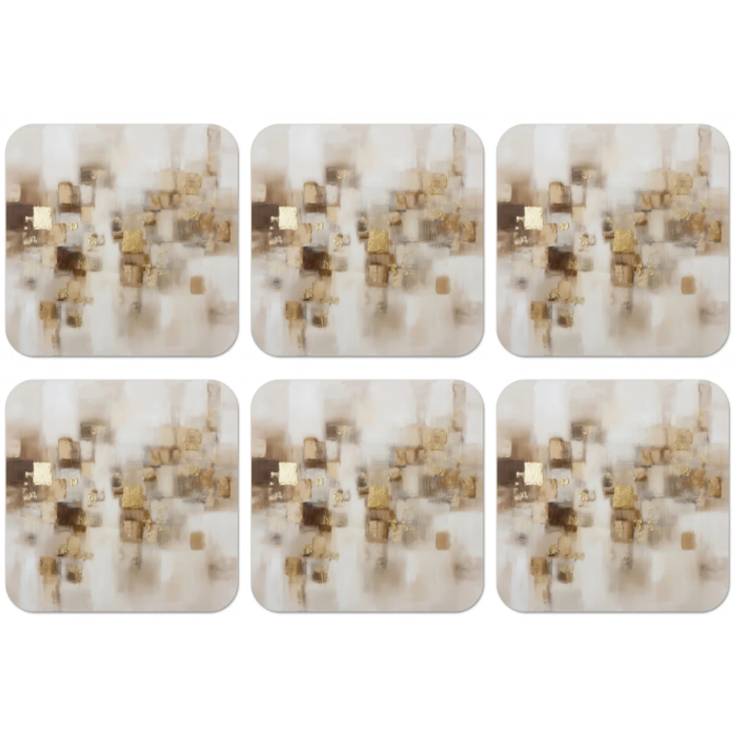 Abstracte vierkanten - Aardetonen - Mistig onderzetter kurk middel -zkaufland3dotto