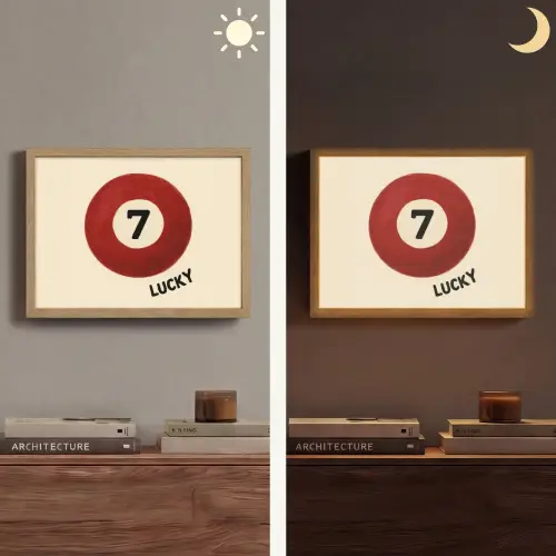 Cirkel - Zeven - Lucky - Rood Light Box met batterij (Wandlamp) middel -sfeer3