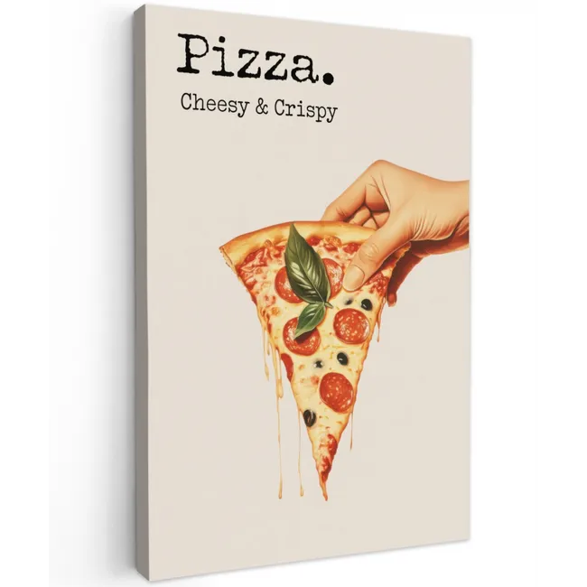 Pizza - Kaas - Pepperoni Tuinposter op houten frame 2 cm dik klein -3d