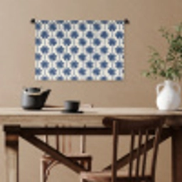 Symmetrisch - Palm - Blauw Wandkleed katoen klein 269 -sfeer6
