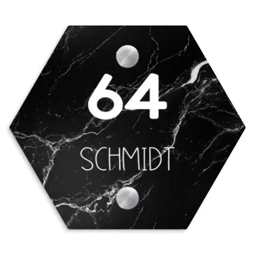 Marmer - Modern Naambord Hexagon klein -3d